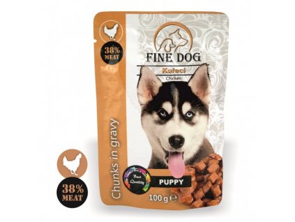 Fine Dog kapsička Puppy kuřecí v omáčce 100g