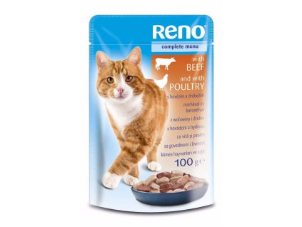 RENO Cat hovězí a drůbeží, kapsa 100 g
