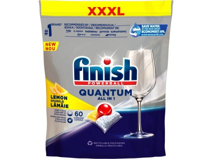 Finish Quantum All in 1 Lemon Sparkle tablety do myčky, 60 ks