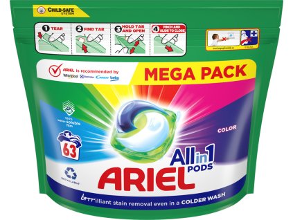 Ariel kapsle na praní All-in-1 Color, 63 praní