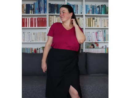 Pouzdrová sukně vlněná Drapée černá