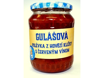 Gulášová polévka z hovězí kližky s červeným vínem (650 ml)