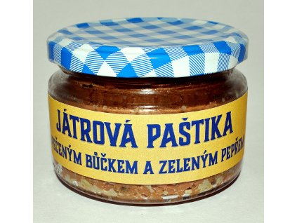 Játrová paštika s pečeným bůčkem a zeleným pepřem (215 g)