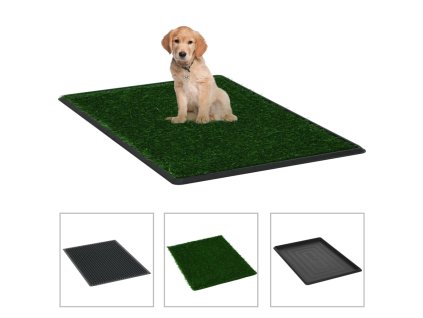 vidaXL Toalety pro psy 2 ks s nádobou a umělou trávou zelené 76x51x3cm