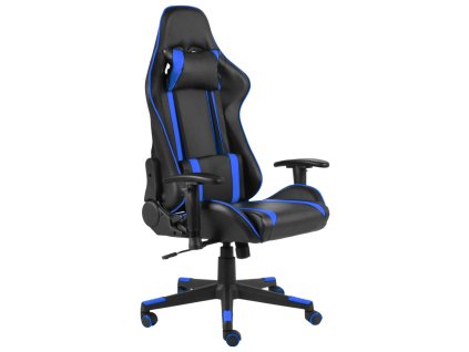 vidaXL Otočná herní židle modrá PVC