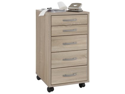 FMD Mobilní skříňka s 5 zásuvkami dub