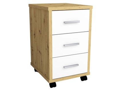 FMD Mobilní skříňka se zásuvkami dub artisan zářivě bílá