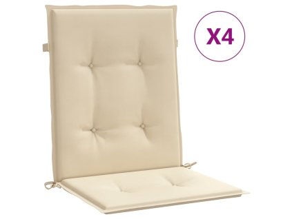 vidaXL Podušky na zahradní židle 4 ks béžové 100 x 50 x 4 cm