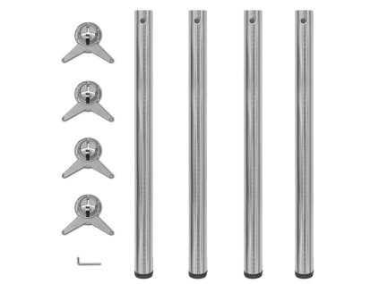 242137 4 Height Adjustable Table Legs Brushed Nickel 870 mm