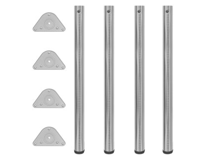 242146 4 Height Adjustable Table Legs Brushed Nickel 870 mm