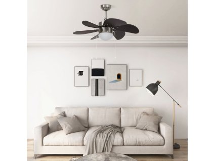 vidaXL Stropní ventilátor se světlem 76 cm tmavě hnědý