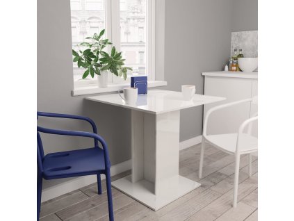 vidaXL Jídelní stůl bílý s vysokým leskem 80 x 80 x 75 cm dřevotříska