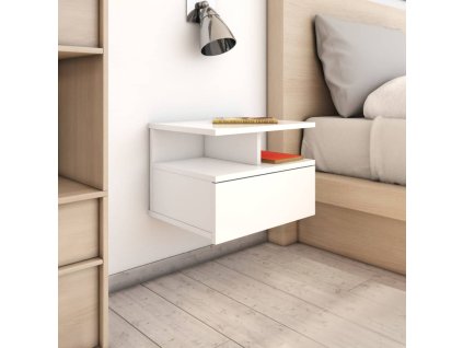 vidaXL Nástěnné noční stolky 2 ks lesklé bílé 40x31x27 cm dřevotříska