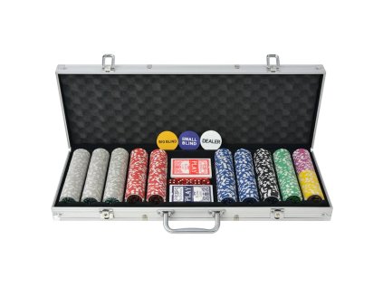 vidaXL Poker set s 500 laserovými žetony z hliníku