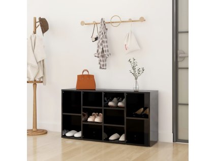 vidaXL Lavice s botníkem černá vysoký lesk 103x30x54,5 cm dřevotříska