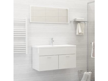 vidaXL 2dílný set koupelnového nábytku bílý vysoký lesk dřevotříska