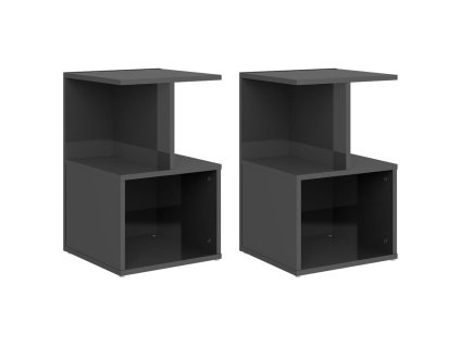 vidaXL Noční stolky 2 ks šedé vysoký lesk 35 x 35 x 55 cm dřevotříska