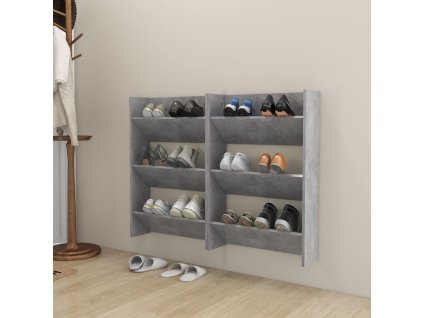 vidaXL Nástěnné botníky 2 ks betonově šedé 60 x 18 x 90 cm dřevotříska