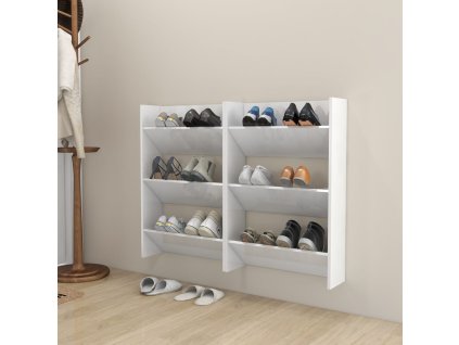 vidaXL Nástěnné botníky 2 ks bílé vysoký lesk 60x18x90 cm dřevotříska