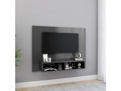 vidaXL Nástěnná TV skříňka šedá vysoký lesk 120x23,5x90 cm dřevotříska