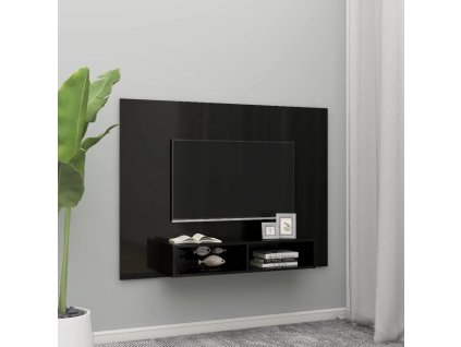vidaXL Nástěnná TV skříňka černá vysoký lesk 135x23,5x90cm dřevotříska