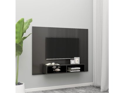 vidaXL Nástěnná TV skříňka šedá vysoký lesk 135x23,5x90 cm dřevotříska