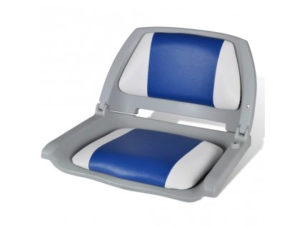 vidaXL Sklopné sedadlo do člunu opěradlo modrobílý polštář 48x51x41 cm