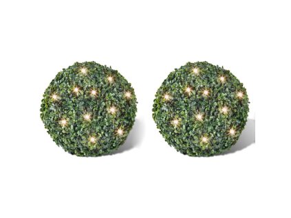 Zimostrázová koule s umělými lístky 35cm s LED řetězem 2ks