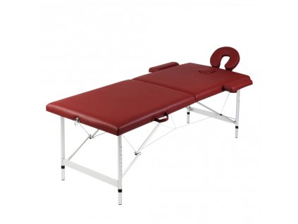 Červený masážní stůl 2 zóny s hliníkovým rámem