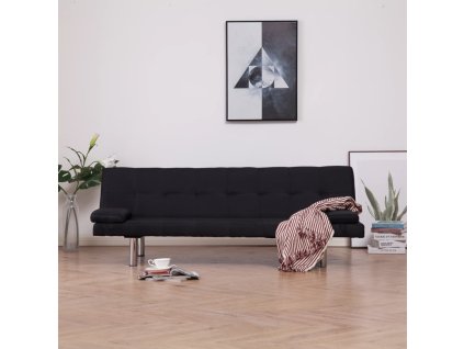 282189 Marketos Sofa Bed with Two Pillows Black Polyester