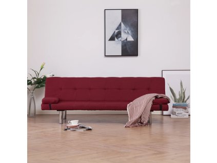 282191 Marketos Sofa Bed with Two Pillows Wine Red Polyester