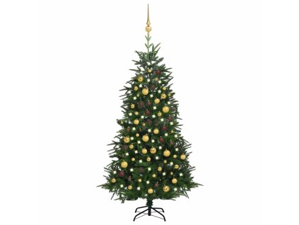 vidaXL Umělý vánoční stromek LED a sada koulí zelený 180 cm PVC a PE