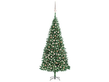 vidaXL Umělý vánoční stromek s LED a sadou koulí 300 cm zelený