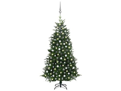 vidaXL Umělý vánoční stromek LED a sada koulí zelený 240 cm PVC a PE