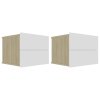 vidaXL Noční stolky 2 ks bílé a dub sonoma 40 x 30 x 30 cm dřevotříska
