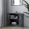 vidaXL Prosklená skříň šedá vysoký lesk 82,5x30,5x80 cm dřevotříska