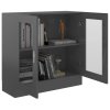 vidaXL Prosklená skříň šedá vysoký lesk 82,5x30,5x80 cm dřevotříska