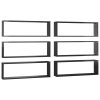 vidaXL Nástěnné krychlové police 6 ks černé 80x15x26,5 cm dřevotříska