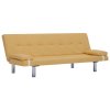 282190 Marketos Sofa Bed with Two Pillows Yellow Polyester