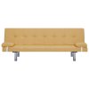 282190 Marketos Sofa Bed with Two Pillows Yellow Polyester
