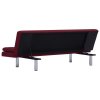 282191 Marketos Sofa Bed with Two Pillows Wine Red Polyester