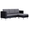 282204 Marketos 3-Seater Sofa with Cushions Black Faux Leather