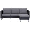 282204 Marketos 3-Seater Sofa with Cushions Black Faux Leather