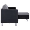 282204 Marketos 3-Seater Sofa with Cushions Black Faux Leather
