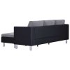 282204 Marketos 3-Seater Sofa with Cushions Black Faux Leather