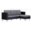 282204 Marketos 3-Seater Sofa with Cushions Black Faux Leather