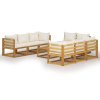 3057642 Marketos 9 Piece Garden Lounge Set with Cushion Cream Solid Acacia Wood (4x311857+311866)