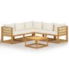 3057643 Marketos 6 Piece Garden Lounge Set with Cushion Cream Solid Acacia Wood (311853+311857+311859)
