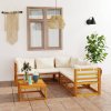 3057643 Marketos 6 Piece Garden Lounge Set with Cushion Cream Solid Acacia Wood (311853+311857+311859)
