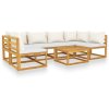 3057653 Marketos 7 Piece Garden Lounge Set with Cushion Cream Solid Acacia Wood (2x311857+311859+311863)